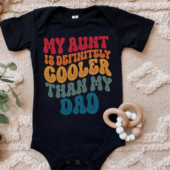 My Aunt is Definitely Cooler Than my Dad Onesie®, Retro Aunt Onesie®, Aunt Gift, - Picture 2 of 2